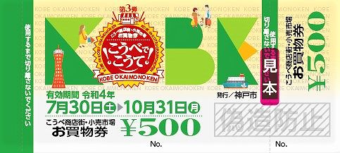 神戸市内の商店街・小売市場で使える商品券「こうべ商店街・小売市場お